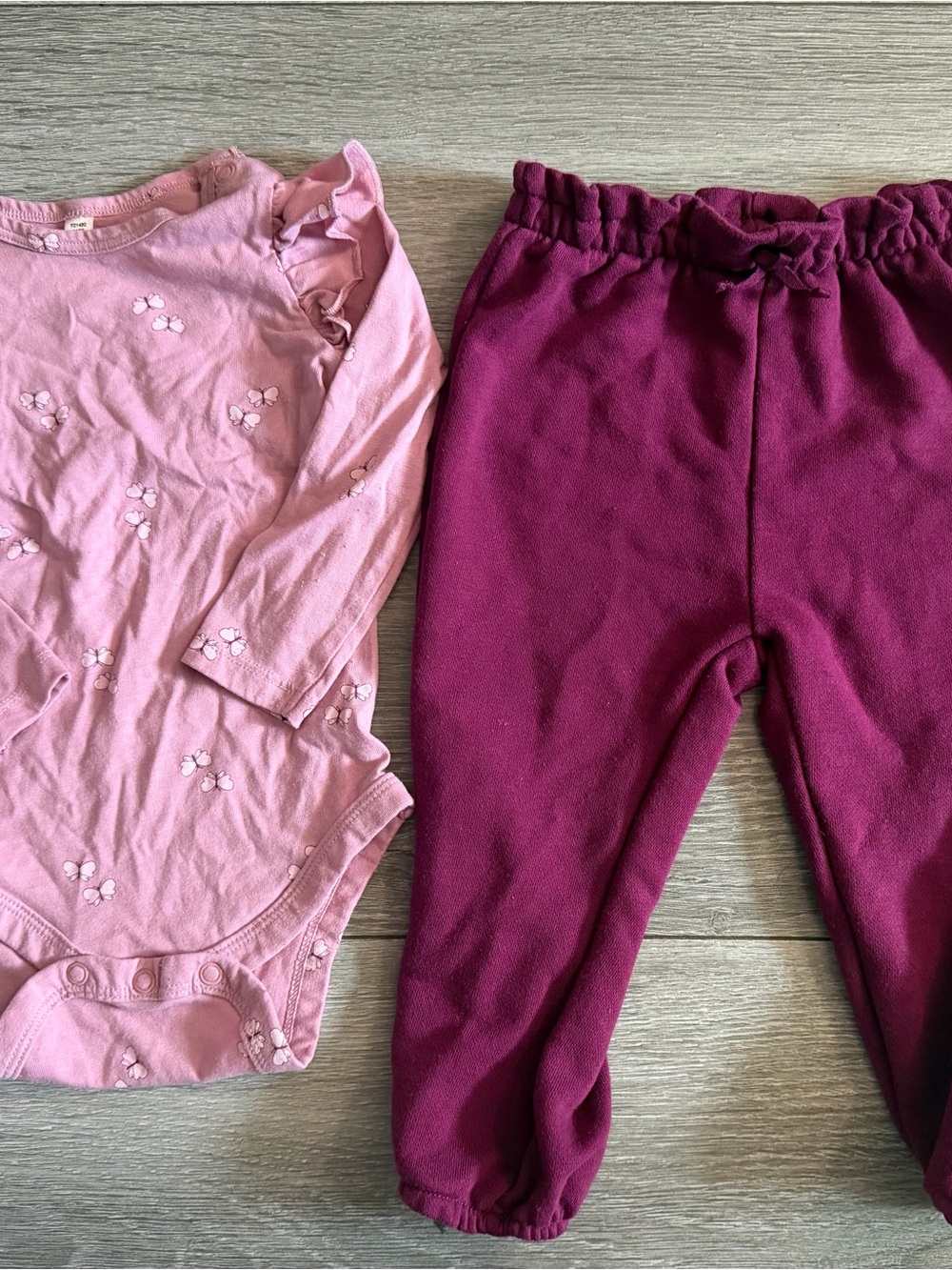 okie dokie Pink Bodysuit with Deep Pink Joggers Set